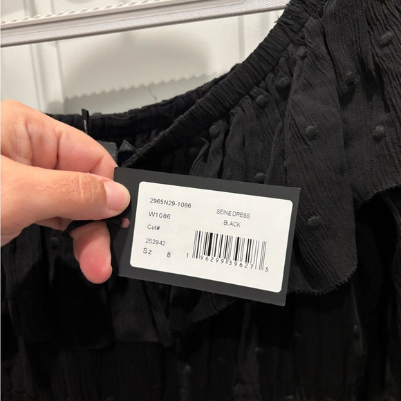 PAIGE Seine Off the Shoulder Silk Dress Black sz 8 - Picture 4 of 4